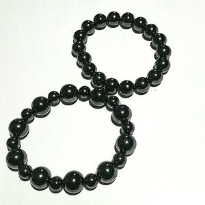 Bracelets 2 gray round bead ball stretch New